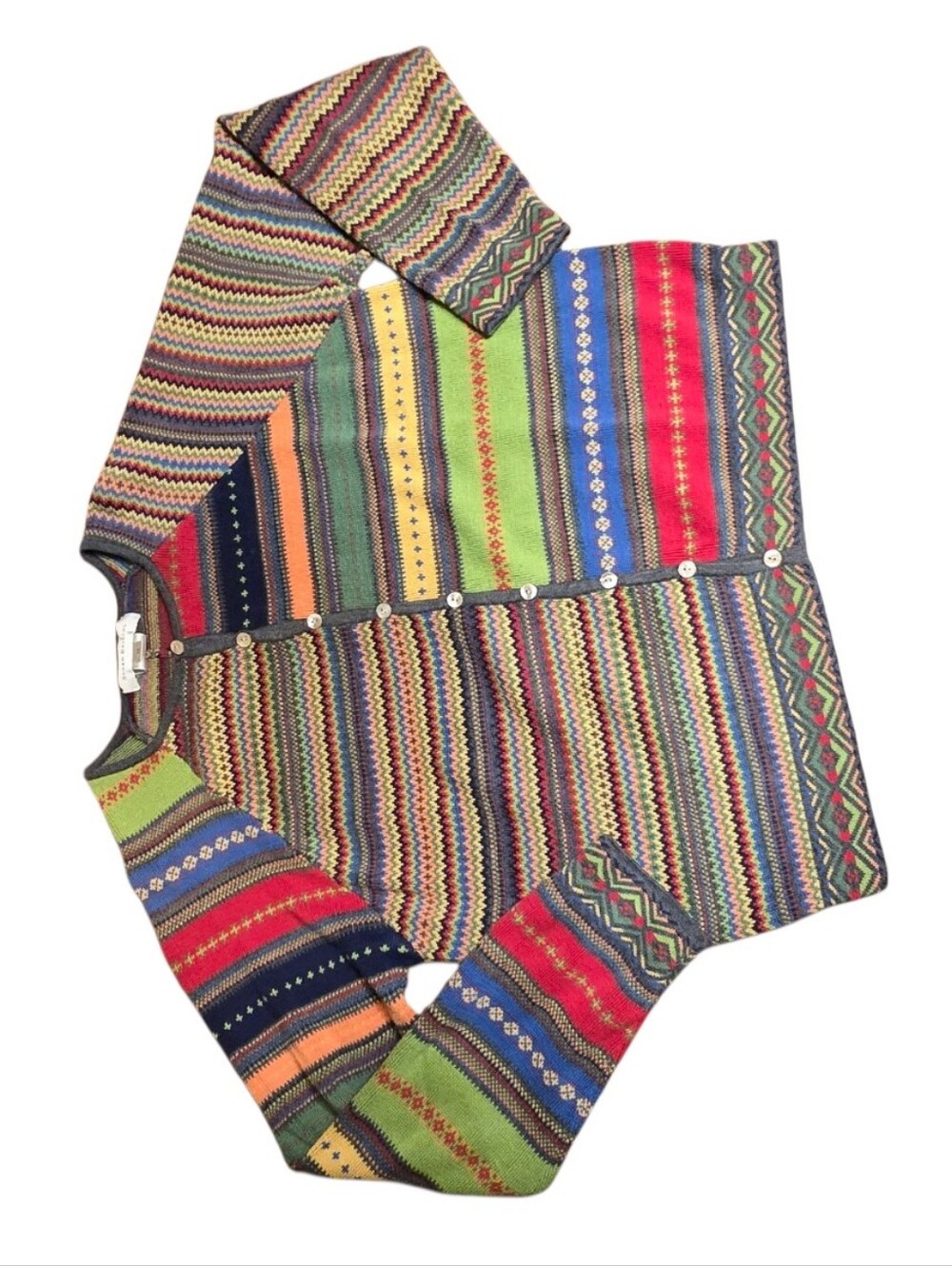Vintage Susan Bristol M Multicolor 100% Cotton Fair Isle Knit Cardigan UK - Picture 4 of 9